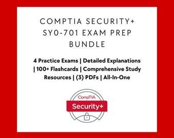 Pakiet Ultimate CompTIA Security+ SY0-701 Exam Prep Bundle: ponad 100 pytań egzaminacyjnych, fiszki i kompleksowe materiały do nauki | (3) pliki PDF