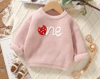 Personalisierter erster Geburtstag BabySweatshirt, Handgemachter baby Pullover, Herbst/Winter Baby Outfit, Personalisierter Baby 1