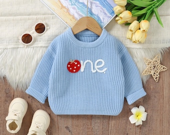 Benutzerdefinierte ein Geburtstag Pullover, ersten Geburtstag Pullover, Baby Geburtstag personalisierte Baby Urlaub Pullover Baby Name Pullover, ein Jahr altes Geschenk