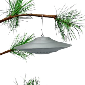 UFO Christmas Ornament – Bob Lazar Area 51 S4 Sport Model Flying Saucer, Extraterrestrial Spaceship, Sci-Fi Decor – 3 or 4 Inches