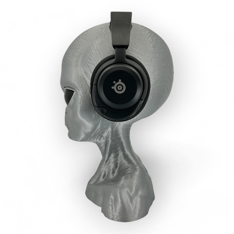 Grey Alien Headphone Stand 12 Inch, 3D Printed Bust Headset Holder, UFO ...