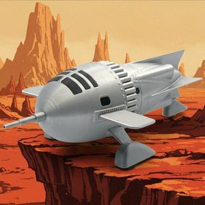 Flash Gordon Dr. Zarkov&#39;s Rocket Ship 3D Printed Model | Retro Sci-Fi Spaceship Replica | Vintage Movie Prop, Classic Spacecraft Collectible