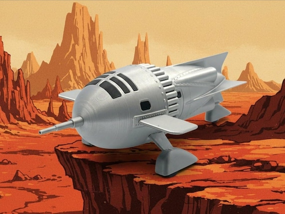 Flash Gordon Rocket Ship 3D Printed, Dr Zarkov Retro Sci-fi