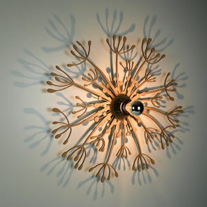 Pusteblume, Wandleuchte mit Schattenwurf, aus Holz oder Schwarz lackiert, Schattenlampe