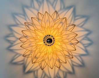 Schattenlampe mit Fassung & Glühbirne | Deckenleuchte mit Schattenspiel | Wohnzimmerlampe mit indirektem Licht | gefertigt in Deutschland
