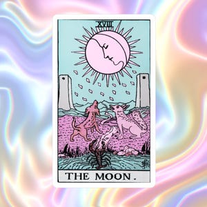 Sticker vinyle carte tarot lune Sticker étanche art tarot pour ordinateur portable, bouteille d'eau et journal cadeau sorcière mystique psychique