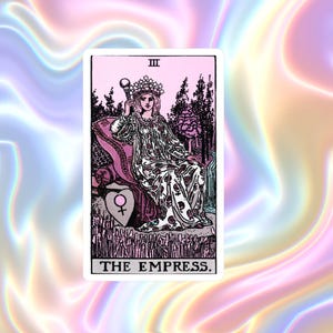 L'impératrice carte de tarot vinyle autocollant imperméable autocollant tarot art décalcomanie pour ordinateur portable, bouteille d'eau et journal cadeau sorcière mystique psychique