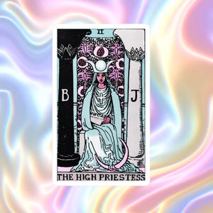 La grande prêtresse, carte, vinyle, autocollant imperméable, tarot art, sticker pour ordinateur portable, bouteille d'eau et journal, cadeau sorcière, mystique psychique
