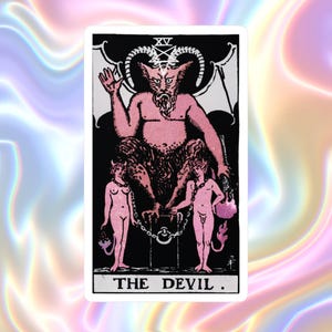 Der Teufel Tarot Karte Vinyl Aufkleber Wasserdichter Aufkleber Tarot Kunst Aufkleber für Laptop, Wasserflasche & Tagebuch Witchy Geschenk Mystisch Psychisch