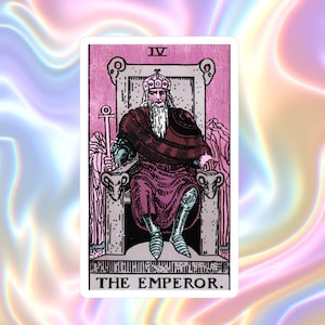 L'empereur tarot carte vinyle autocollant imperméable autocollant tarot art décalcomanie pour ordinateur portable, bouteille d'eau et journal cadeau sorcière mystique voyant