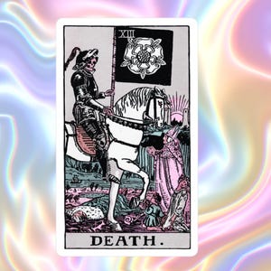 Autocollant en vinyle pour carte de tarot de la mort, autocollant imperméable, décalcomanie d'art tarot pour ordinateur portable, bouteille d'eau et journal, cadeau de sorcellerie, mystique psychique