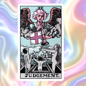 Autocollant en vinyle pour carte de tarot du jugement, sticker imperméable à l'eau pour ordinateur portable, bouteille d'eau et journal, cadeau sorcière mystique psychique
