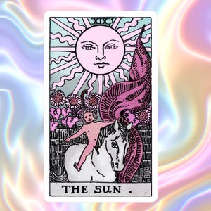 The Sun Tarot Card Vinyl Sticker Waterproof Sticker Tarot Art Decal for Laptop, Water Bottle & Journal Witchy Gift Mystical Psychic