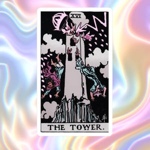 The Tower Tarot Card Vinyl Sticker Waterproof Sticker Tarot Art Decal for Laptop, Water Bottle & Journal Witchy Gift Mystical Psychic