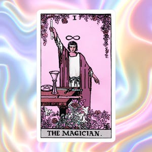 The Magician Tarot Card Vinyl Sticker Waterproof Sticker Tarot Art Decal for Laptop, Water Bottle & Journal Witchy Gift Mystical Psychic