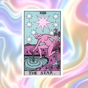 Sticker vinyle carte Tarot Star Sticker étanche Tarot Art pour ordinateur portable, bouteille d'eau et journal Witchy mystique psychique