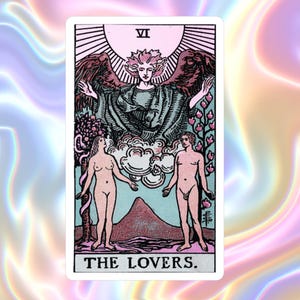 The Lovers Tarot Card Vinyl Sticker Waterproof Sticker Tarot Art Decal for Laptop, Water Bottle & Journal Witchy Gift Mystical Psychic