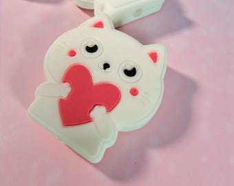 Focal beads, Cat with heart, DIY, Craft supplies