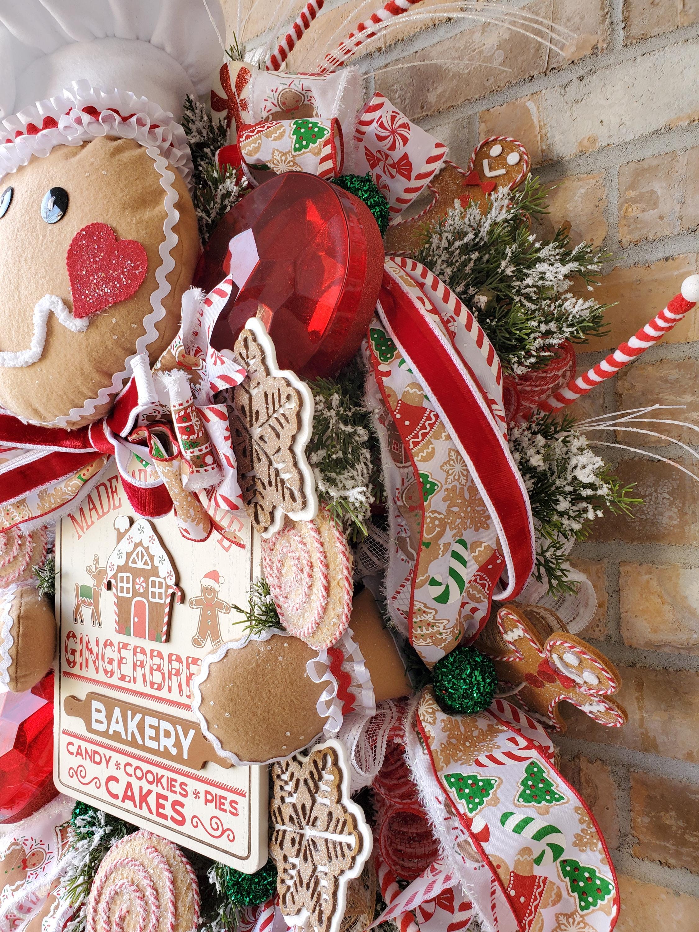 Gingerbread Bakery Christmas Wreath: Holiday Candy Cane Door Decor - Etsy