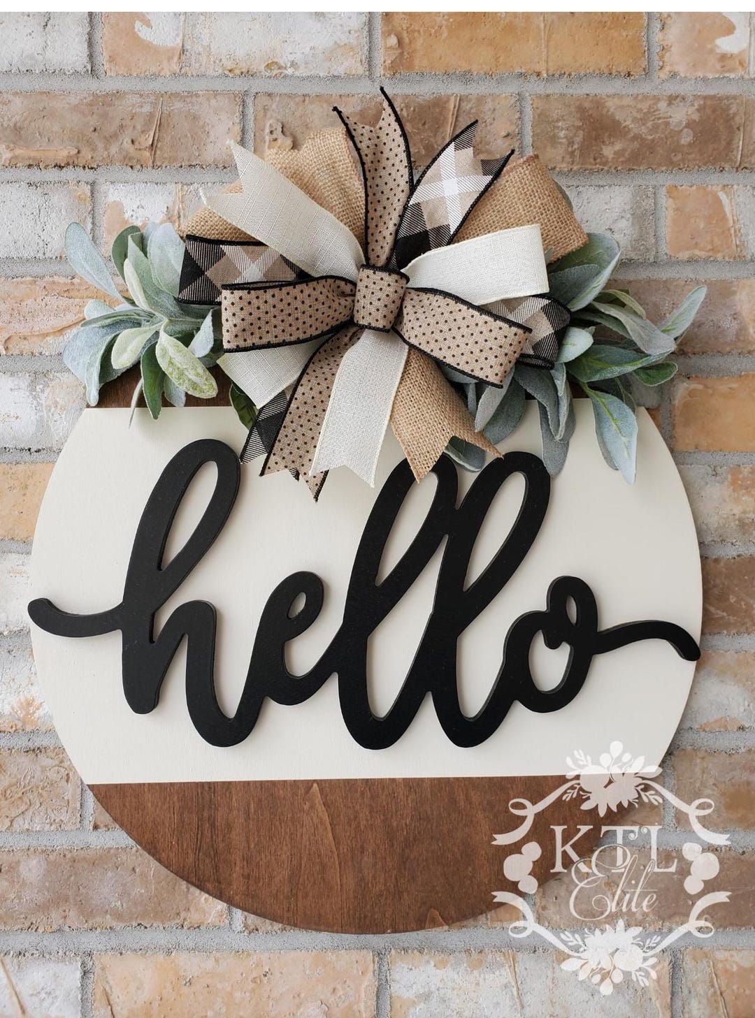 Farmhouse Hello Door Sign, Rustic Wood Wreath Alternative - Etsy