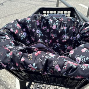 Shopping Cart cover  for boy or girl..... Dusty rose floral on black …by michaelmooodesign