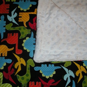 Blanket Security Blanket...Minky Dinosaurs...Ready to mail.