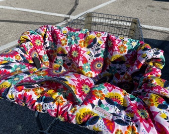 High Chair Cover Shopping Cart cover for girl  ... Bright floral on blue …michaelmooodesign