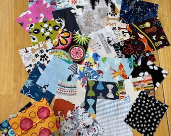 Fabric scraps/ fabric squares unique for quilting 52 squares Medium