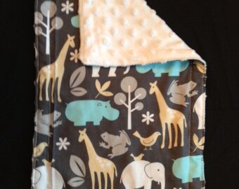 Burp Rag Boutique Burp Cloth..Zoology Sea and Minky fabric