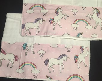 Burp Cloth sets......unicorn and rainbows Boutique Burp Cloth Set