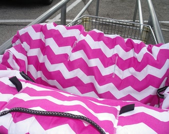 Shopping Cart cover for girl.....Large Chevron in Hot Pink