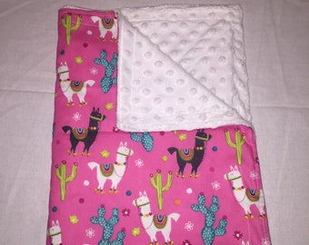 Blanket Stoller Blanket Security Minky Blanket..... Llama Mamma  with Minky Dot