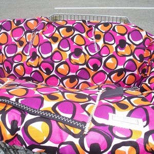 Boutique shopping cart cover....Pink Purple and Orange Geometrics Shopping Cart Cover