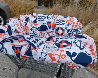 Shopping Cart cover  for boy or girl.....Ahoy Matey