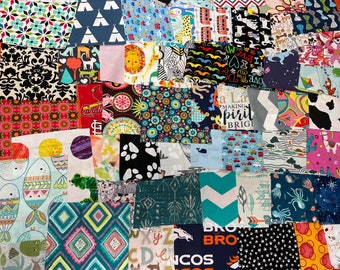 Fabric scraps/ fabric squares unique for quilting 40 squares large (measure 6 x 6) crazy quilts fabric