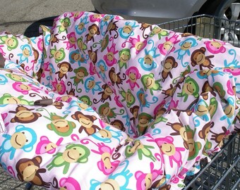 Shopping cart cover for girl  Urban Zoologie Monkeys PINK Shopping Cart Cover