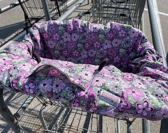 High Chair Cover Shopping Cart cover  for boy or girl..... Pink Floral on Gray...michaelmooodesign