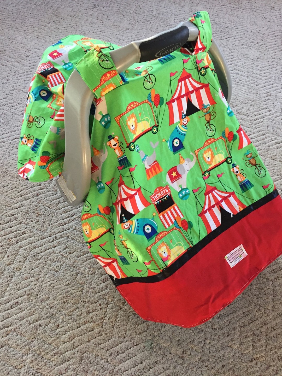 Car Seat Canopy..baby Car Seat Canopy Carseat Cover... Under the Bigtop