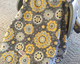 Car Seat Canopy..Baby Car Seat Canopy... Slate Floral......Michaelmoodesign