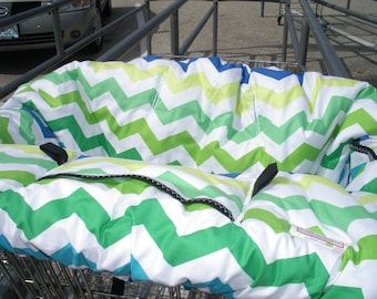 Shopping Cart cover  for boy or girl.....Chic Chevron in Lagoon