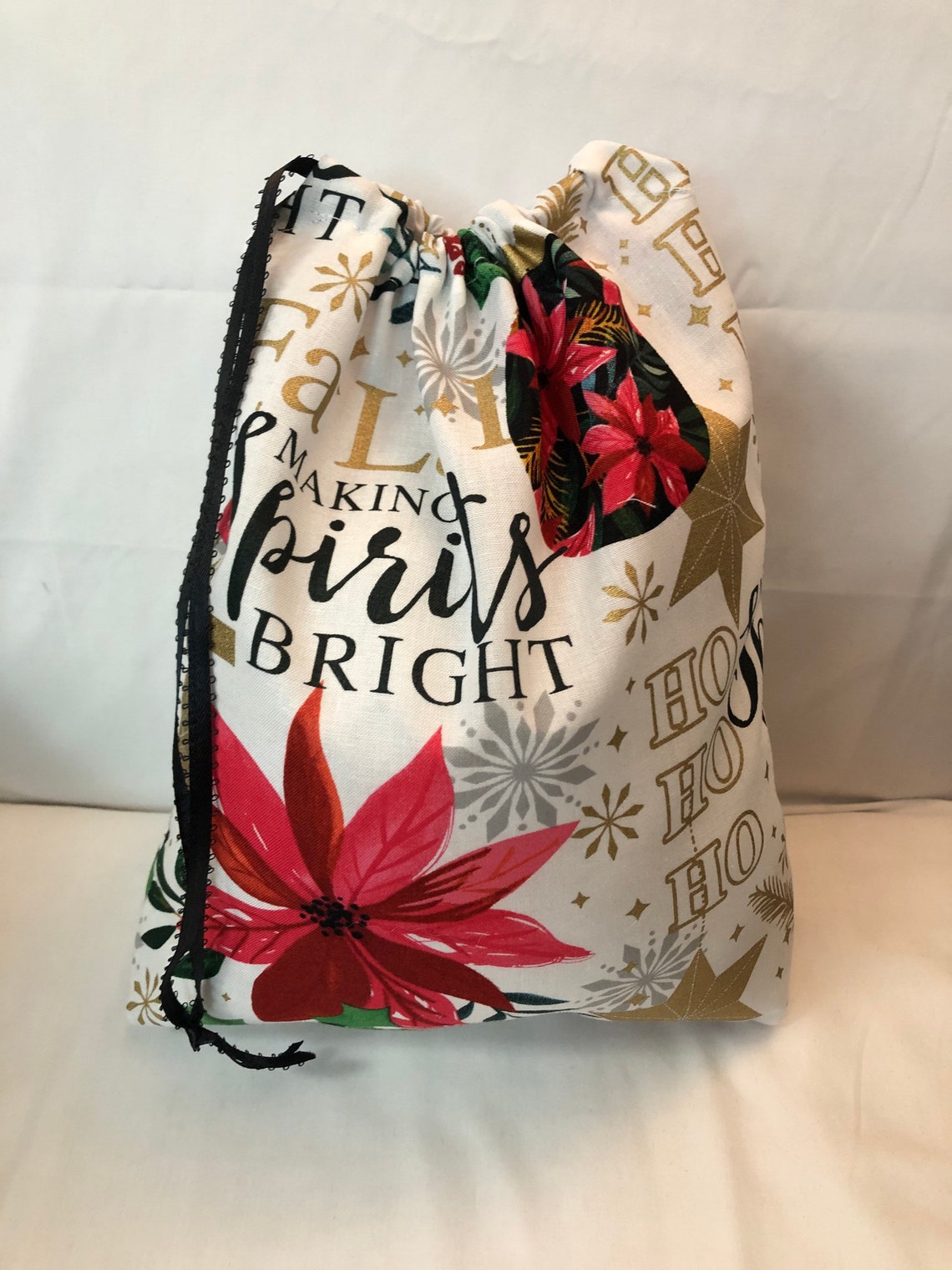 Christmas Fabric Gift Bag Eco Friendly Bag Drawstring Etsy