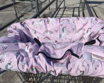 Shopping Cart cover for  girl..... Unicorn and Rainbows  Shopping cart cover