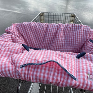 Shopping Cart cover  for boy or girl..... Pink Gingham  Seersucker  Michaelmooodesign