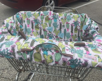 High Chair Cover Shopping Cart cover  for boy or girl  .....Botanical Succulents....michaelmooodesign