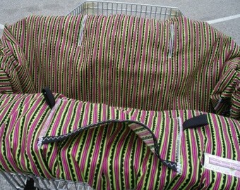 Boutique Shopping Cart Cover PINK AND GREEN  Shopping Cart Cover