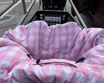 Shopping Cart cover  for boy or girl..... Pink Gingham  Seersucker  Michaelmooodesign