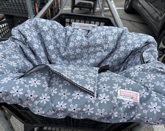 Shopping Cart cover  for boy or girl.....Gray with Pink Flowers…..…by michaelmooodesign