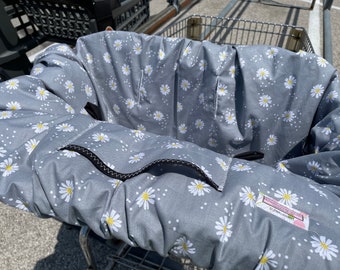 High Chair Cover Shopping Cart cover  for boy or girl..... Field of Daisies on gray…by michaelmooodesign