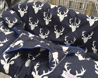 High Chair Cover Shopping Cart cover  for boy or girl..... Oh Deer in Navy Blue  michaelmooodesign