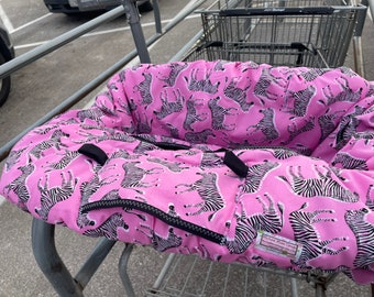 High Chair Cover Shopping Cart cover  for boy or girl..... Hot Pink Tossed Zebras michaelmooodesign